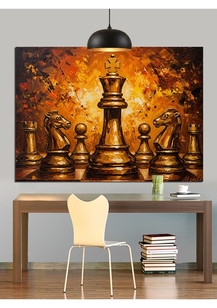 Satranç Taşları Alev Işık Dekoratif Kanvas - Mdf Ahşap Tablo modelleri