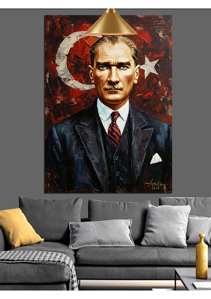 Atatürk Portresi ve Hilal Dekoratif Kanvas - Mdf Ahşap Tablo fiyatları