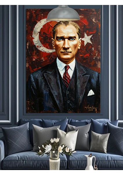 Atatürk Portresi ve Hilal Dekoratif Kanvas - Mdf Ahşap Tablo modelleri