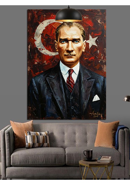 Atatürk Portresi ve Hilal Dekoratif Kanvas - Mdf Ahşap Tablo fırsatları