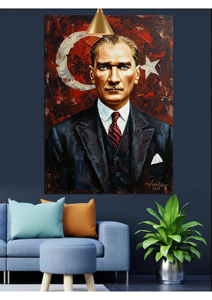 Atatürk Portresi ve Hilal Dekoratif Kanvas - Mdf Ahşap Tablo indirimleri