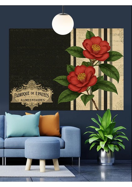 Gül Çiçek Vintage Dekoratif Kanvas - Mdf Ahşap Tablo