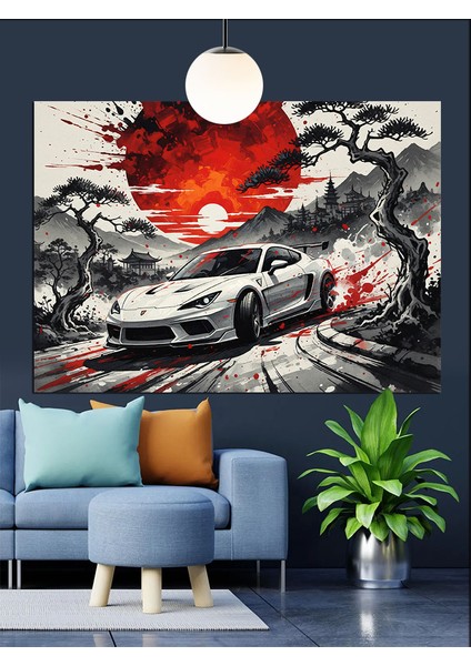 Yarış Arabası Hız Siyah Beyaz Dekoratif Kanvas - Mdf Ahşap Tablo fiyatları