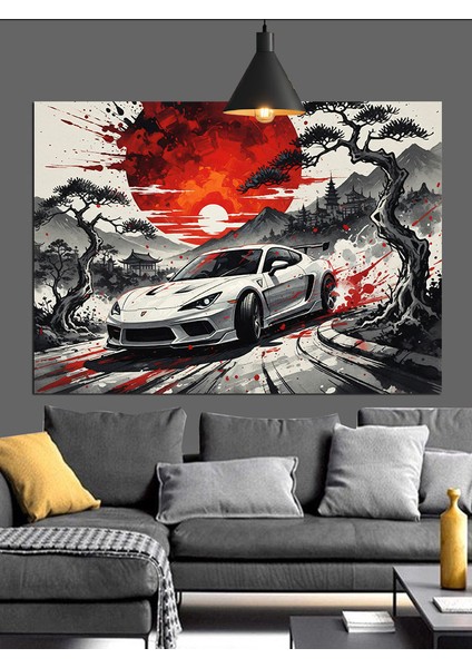 Yarış Arabası Hız Siyah Beyaz Dekoratif Kanvas - Mdf Ahşap Tablo fırsatları