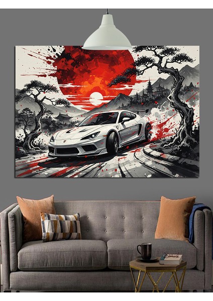 Yarış Arabası Hız Siyah Beyaz Dekoratif Kanvas - Mdf Ahşap Tablo indirimleri