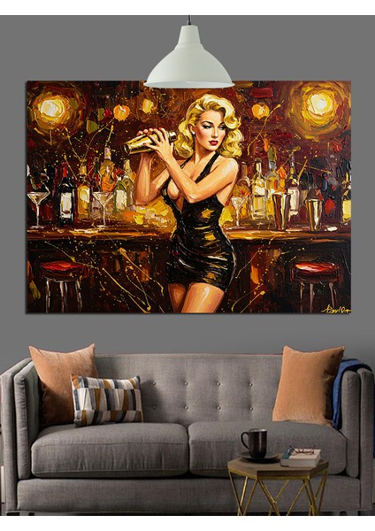 Bardaki Retro Kadın Dekoratif Kanvas - Mdf Ahşap Tablo fiyatları