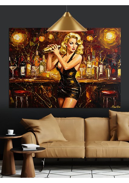 Bardaki Retro Kadın Dekoratif Kanvas - Mdf Ahşap Tablo indirimleri