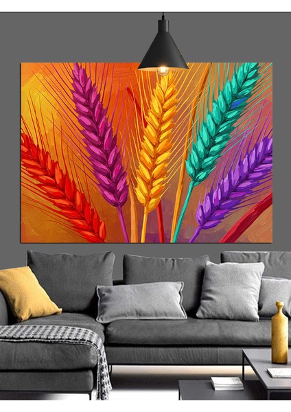 Renkli Buğday Başakları Sanat Dekoratif Kanvas - Mdf Ahşap Tablo fiyatları