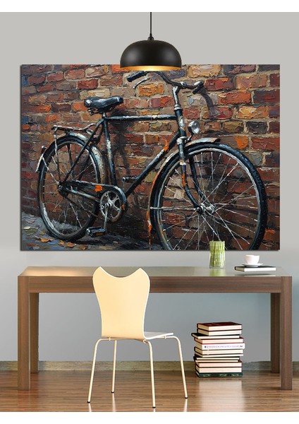 Eski Bisiklet Rustik Doku Dekoratif Kanvas - Mdf Ahşap Tablo fiyatları