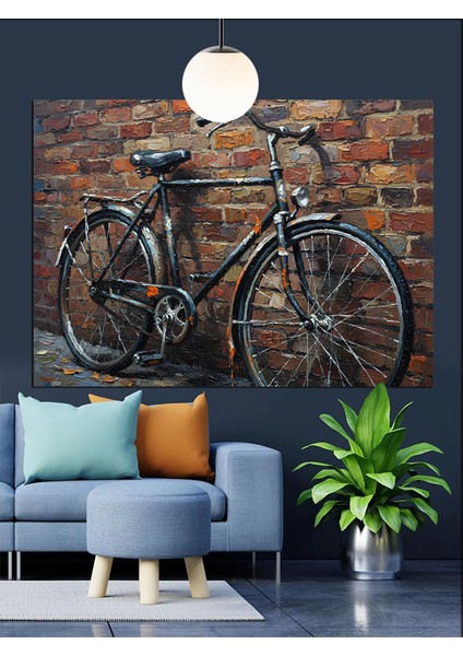 Eski Bisiklet Rustik Doku Dekoratif Kanvas - Mdf Ahşap Tablo modelleri