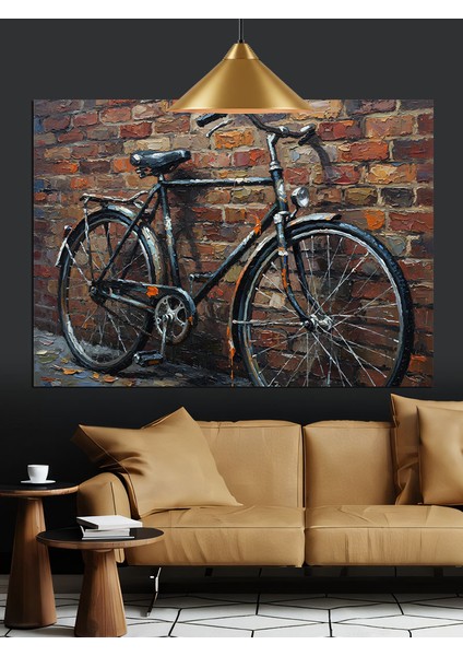 Eski Bisiklet Rustik Doku Dekoratif Kanvas - Mdf Ahşap Tablo fırsatları