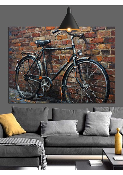 Eski Bisiklet Rustik Doku Dekoratif Kanvas - Mdf Ahşap Tablo indirimleri