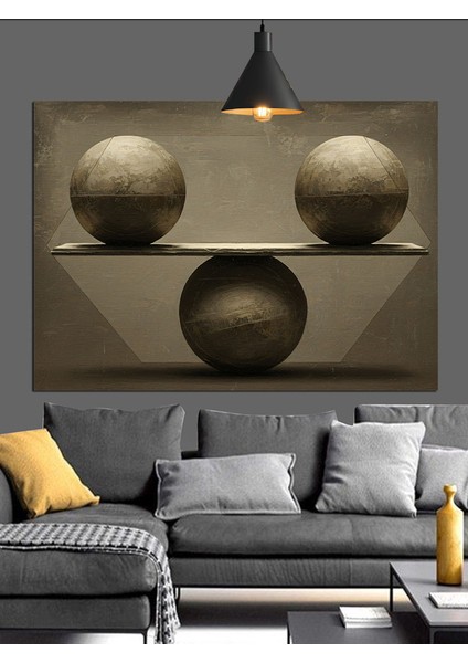 Üç Küre Yerçekimi Denge Dekoratif Kanvas - Mdf Ahşap Tablo fiyatları