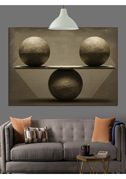 Üç Küre Yerçekimi Denge Dekoratif Kanvas - Mdf Ahşap Tablo modelleri