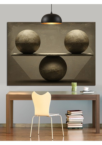 Üç Küre Yerçekimi Denge Dekoratif Kanvas - Mdf Ahşap Tablo fırsatları