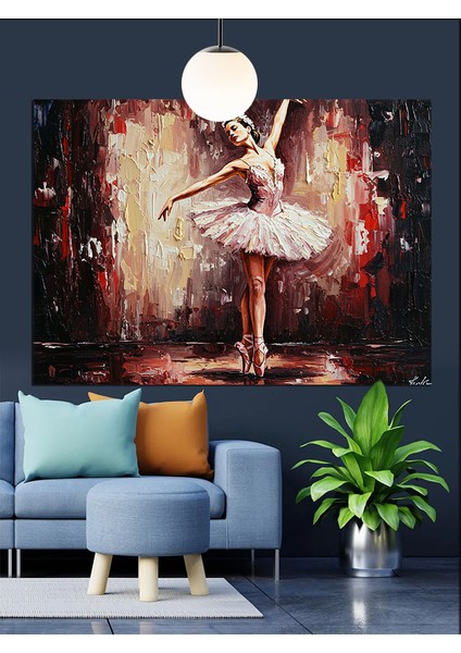 Bale Dansçısı Beyaz Zarafet Dekoratif Kanvas - Mdf Ahşap Tablo