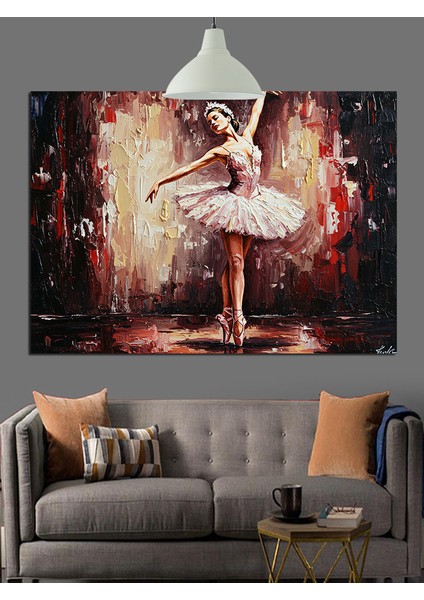 Bale Dansçısı Beyaz Zarafet Dekoratif Kanvas - Mdf Ahşap Tablo fırsatları