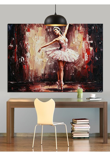 Bale Dansçısı Beyaz Zarafet Dekoratif Kanvas - Mdf Ahşap Tablo indirimleri