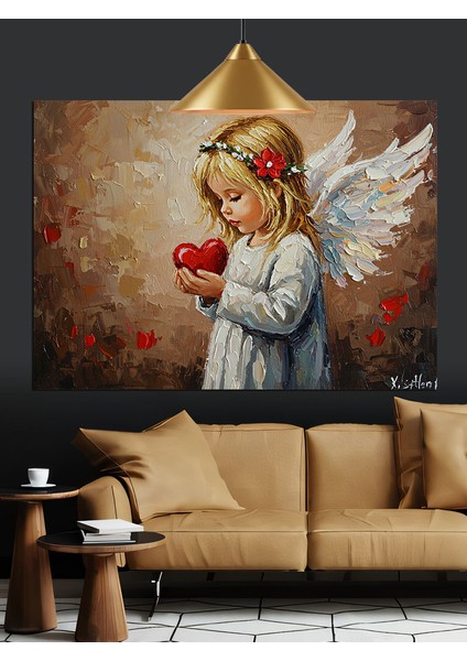 Kalpli Melek Bebek Dekoratif Kanvas - Mdf Ahşap Tablo