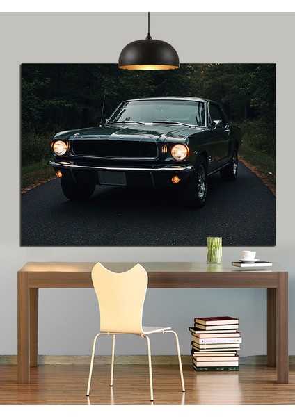 Klasik Siyah Amerikan Araba Dekoratif Kanvas - Mdf Ahşap Tablo fiyatları