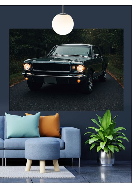 Klasik Siyah Amerikan Araba Dekoratif Kanvas - Mdf Ahşap Tablo modelleri