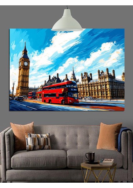 Londra Big Ben Araba Şehir Dekoratif Kanvas - Mdf Ahşap Tablo modelleri