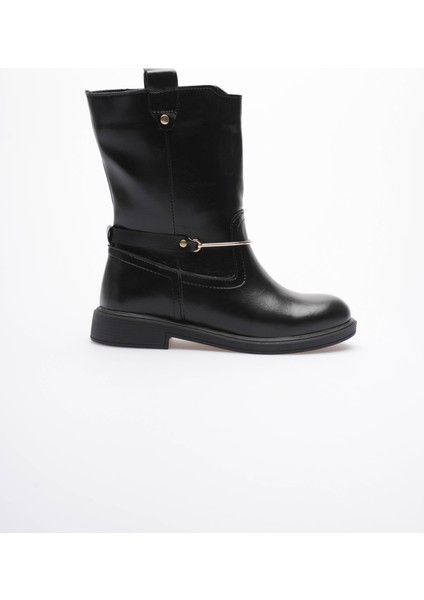 Kadın Deri Çekme Bot Gold Tokalı Siyah Soretta fiyatları
