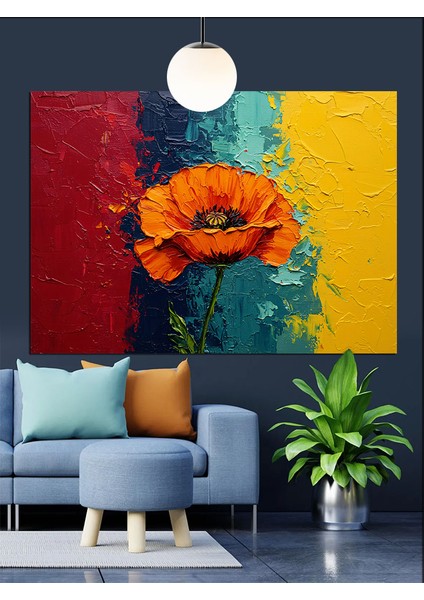 Kırmızı Gelincik Çiçeği Soyut Dekoratif Kanvas - Mdf Ahşap Tablo fiyatları
