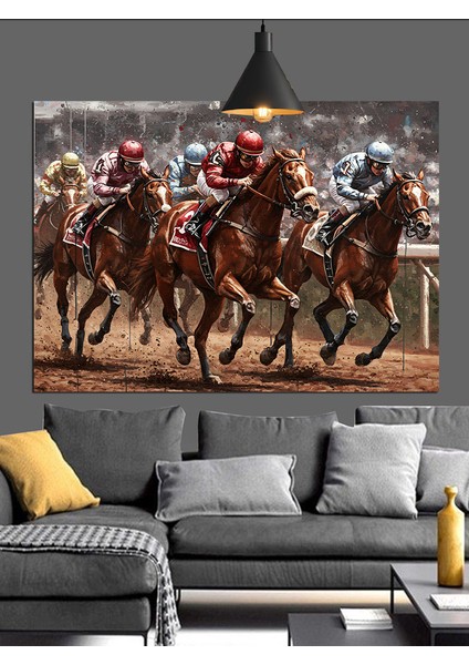 At Yarışı Hız Koşu Atlar Dekoratif Kanvas - Mdf Ahşap Tablo fiyatları