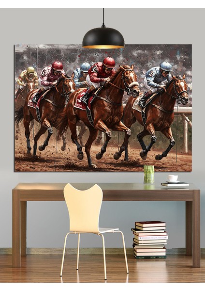 At Yarışı Hız Koşu Atlar Dekoratif Kanvas - Mdf Ahşap Tablo fırsatları