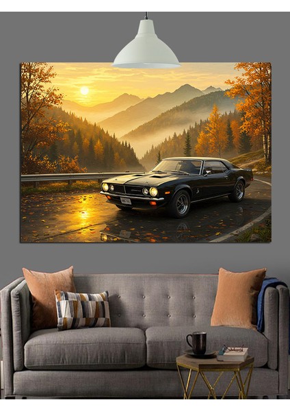 Klasik Araba Sonbahar Gece Dekoratif Kanvas - Mdf Ahşap Tablo indirimleri