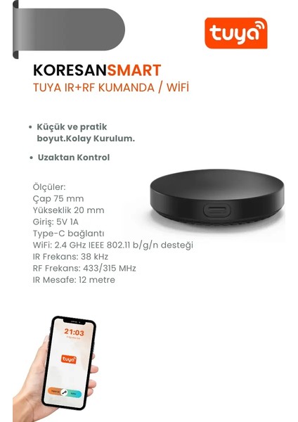 Tuya Wifi Ir+Rf Akıllı Kumanda