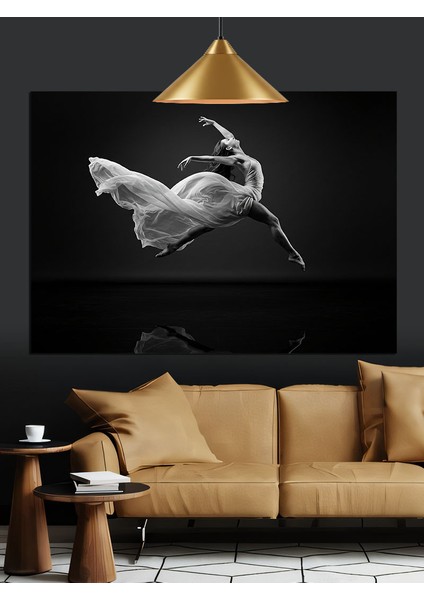 Uçan Beyaz Bale Sanatçısı Dekoratif Kanvas - Mdf Ahşap Tablo