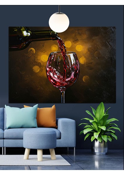Şarap Kadehi Kırmızı Dekoratif Kanvas - Mdf Ahşap Tablo indirimleri