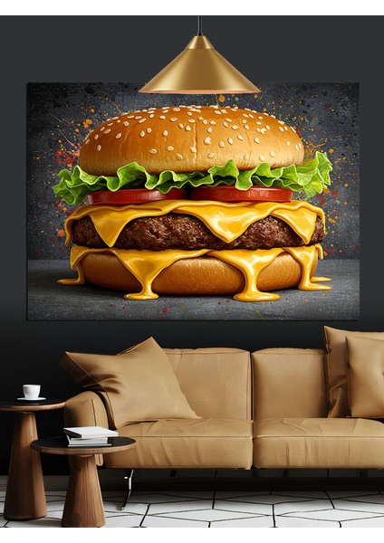 Hamburger Büyük Lezzetli Fastfood Dekoratif Kanvas - Mdf Ahşap Tablo modelleri