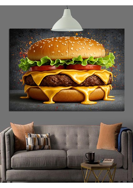 Hamburger Büyük Lezzetli Fastfood Dekoratif Kanvas - Mdf Ahşap Tablo indirimleri