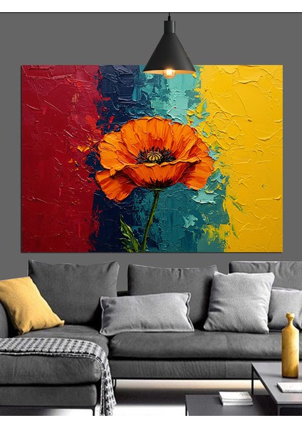 Kırmızı Gelincik Çiçeği Soyut Dekoratif Kanvas - Mdf Ahşap Tablo fırsatları
