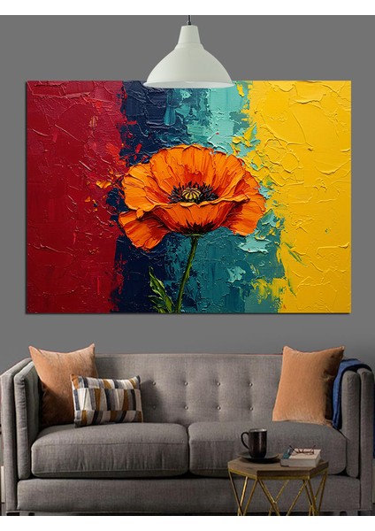 Kırmızı Gelincik Çiçeği Soyut Dekoratif Kanvas - Mdf Ahşap Tablo indirimleri