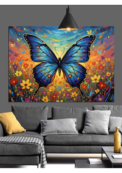 Kanatları Desenli Parlak Kelebek Dekoratif Kanvas - Mdf Ahşap Tablo fiyatları