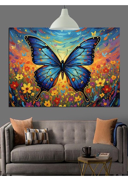 Kanatları Desenli Parlak Kelebek Dekoratif Kanvas - Mdf Ahşap Tablo modelleri