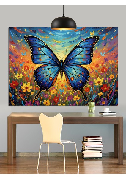 Kanatları Desenli Parlak Kelebek Dekoratif Kanvas - Mdf Ahşap Tablo fırsatları