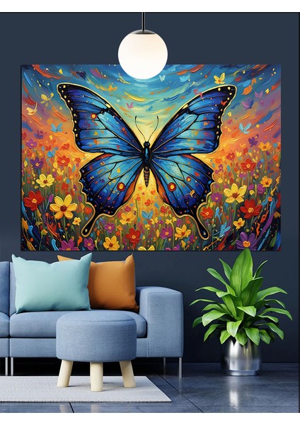 Kanatları Desenli Parlak Kelebek Dekoratif Kanvas - Mdf Ahşap Tablo indirimleri