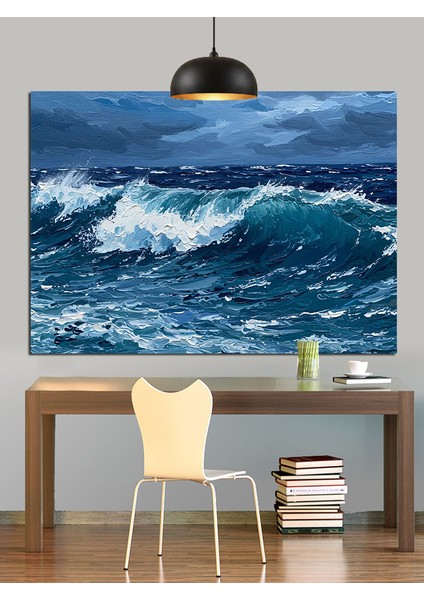 Beyaz Köpüklü Büyük Okyanus Dalgaları Dekoratif Kanvas - Mdf Ahşap Tablo fiyatları