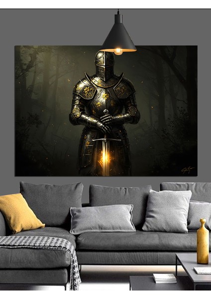 Kaslı Adam Savaşçı Dekoratif Kanvas - Mdf Ahşap Tablo