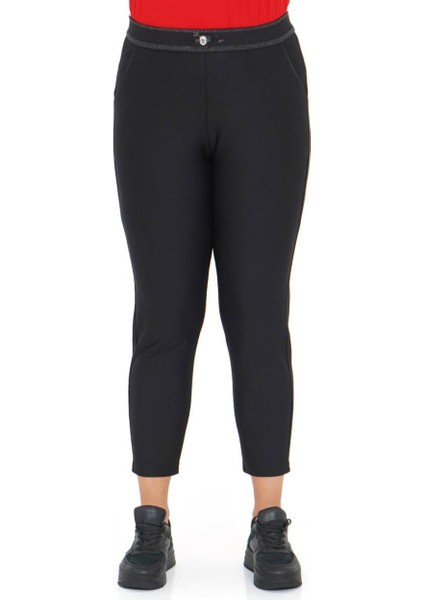 Büyük Beden Dar Paça Toparlayıcı Yüksek Belli Paçası Fermuarlı Beli Lastikli Kadın Pantolon fiyatları