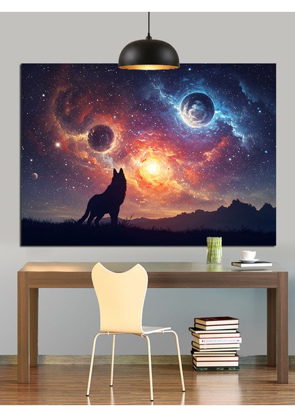 Kızıl Gezegen Uzay Manzarası Dekoratif Kanvas - Mdf Ahşap Tablo