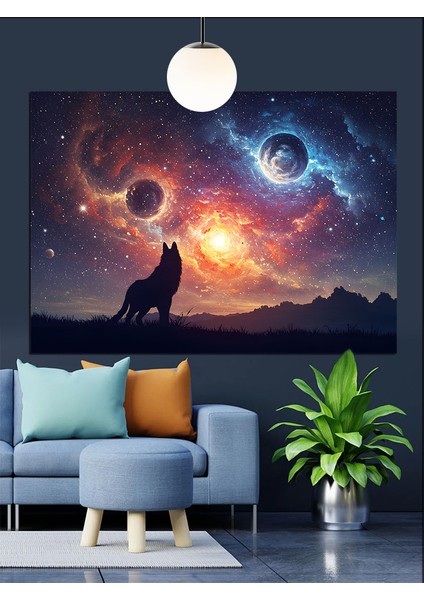 Kızıl Gezegen Uzay Manzarası Dekoratif Kanvas - Mdf Ahşap Tablo fiyatları