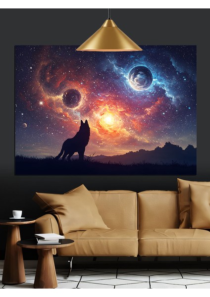 Kızıl Gezegen Uzay Manzarası Dekoratif Kanvas - Mdf Ahşap Tablo modelleri