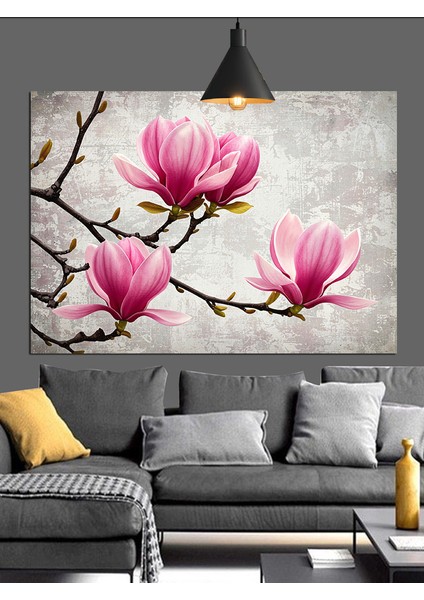 Manolya Çiçeği Pembe Zarif Dekoratif Kanvas - Mdf Ahşap Tablo fırsatları