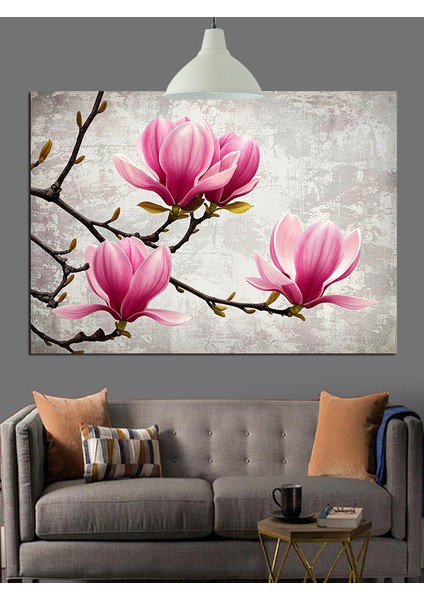 Manolya Çiçeği Pembe Zarif Dekoratif Kanvas - Mdf Ahşap Tablo indirimleri